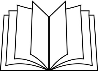 Minimal black outline books icon designed for modern digital and print use. Ideal for education, library, knowledge, learning, publishing, academic, school, university, and research related projects.