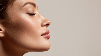 Womans face in profile closed eyes