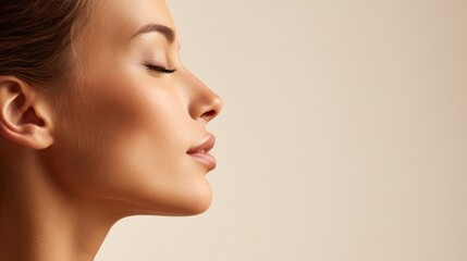 Naklejka premium Womans face in profile with closed eyes