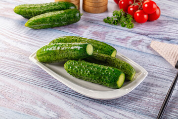 Homemade lightly salted cucumbers snack