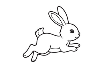 Obraz premium Rabbit Coloring Page Vector Illustration, Easy Bunny Line Art Design, Rabbit outline line art vector 