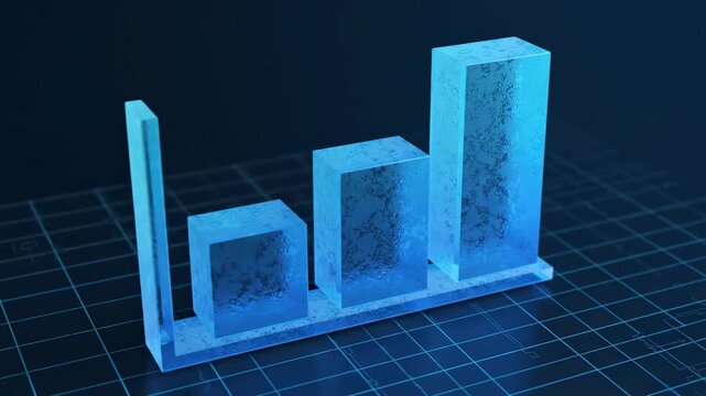 Isometric blue column chart visualizing data growth for business reports, financial presentations, and analytics dashboards