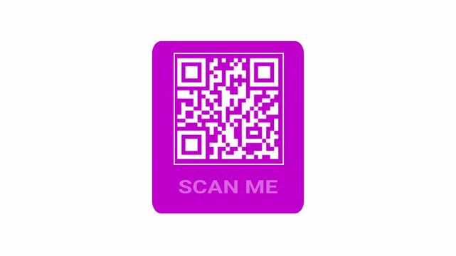 QR barcode scanner icon sign animation on white background, QR code reader template animated with alpha channel.