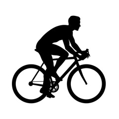 Obraz premium Silhouette of a cyclist in motion on a road bike