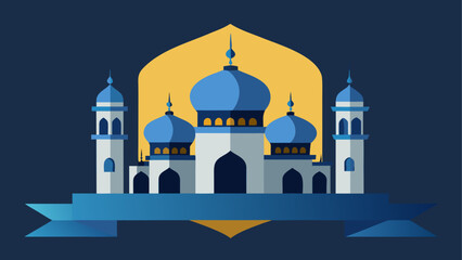 Fototapeta premium Stylized mosque illustration with blue and gold accents