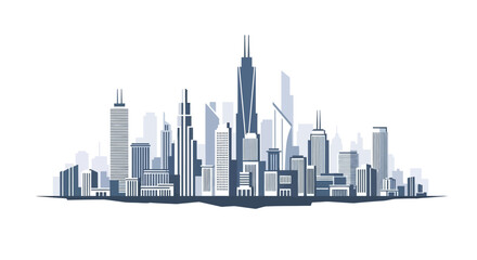 Obraz premium Modern city skyline illustration with skyscrapers in minimalist style