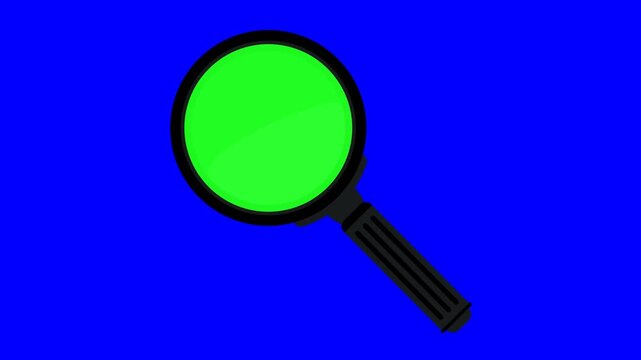 Magnifier with green screen on alpha channel transparent background
