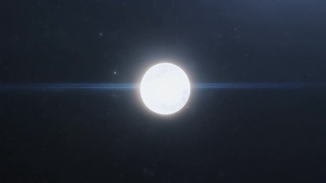 A slow cinematic push-in toward a distant neutron star