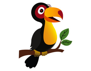 A cartoon toucan perched 