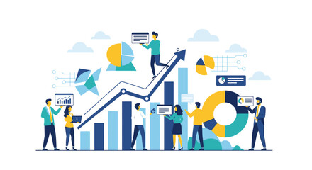 Fototapeta premium Team of professionals analyzing financial data and charts, illustrating business growth and strategy.