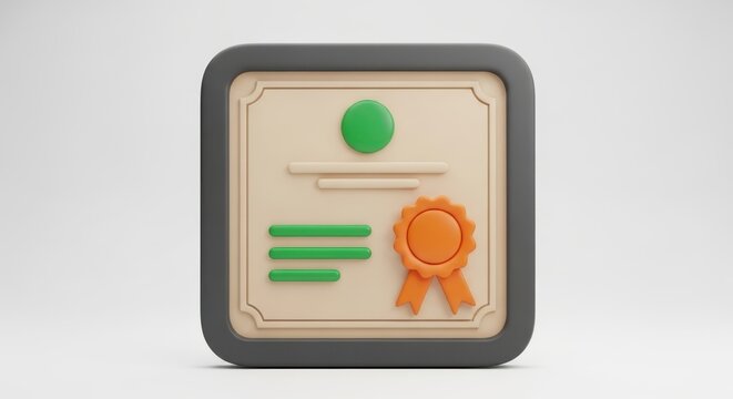 Digital certificate with green dot and orange seal