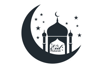 Eid adha and fitr arabic logo, collection set package design eid al fit, eid mubarak