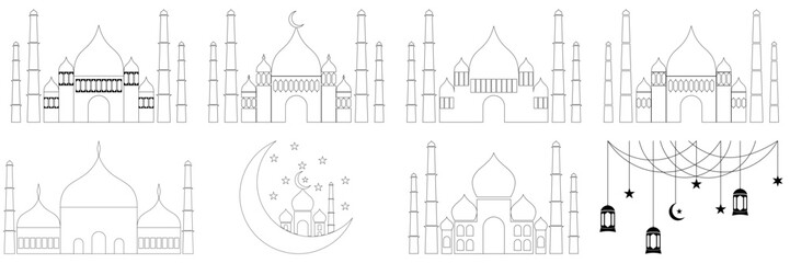 Eid adha and fitr arabic logo, collection set package design eid al fit, eid mubarak