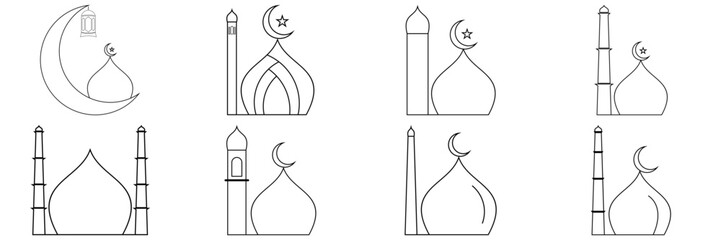 Eid adha and fitr arabic logo, collection set package design eid al fit, eid mubarak