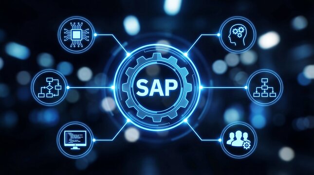 Modern SAP technology and business process automation concept