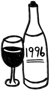 ワインとグラス　イラスト
