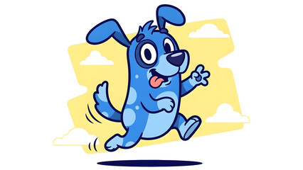 Obraz premium Playful blue cartoon dog character with cheerful personality
