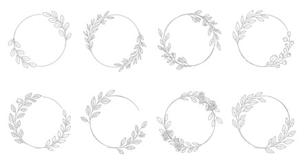Obraz premium Elegant Wreath Collection: Floral and Leafy Circles for Design Elements