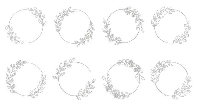 Elegant Wreath Collection: Floral and Leafy Circles for Design Elements