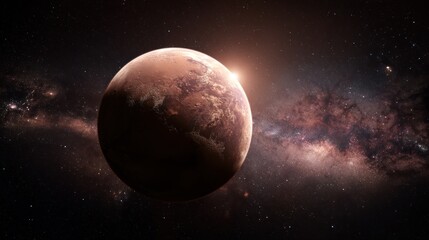 Naklejka premium Planet mars in space with the milky way