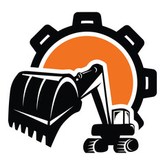 Modern flat design construction gear with gear icon