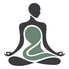 Minimalist meditation silhouette with chakra energy flow