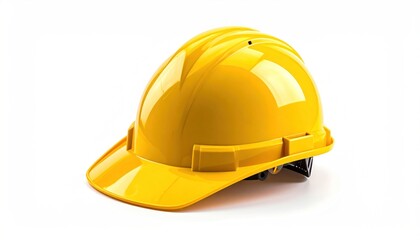 Bright Yellow Hard Hat Isolated on White Background.