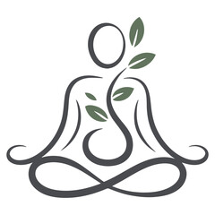Minimalist meditation pose vector with nature-inspired element