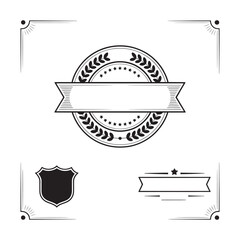 Elegant vintage seal and badge set with ornate borders for official documents