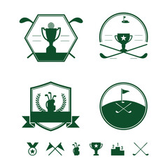 Elegant golf tournament & achievement vector icons set