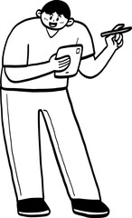 cartoon joyful man lecturing.