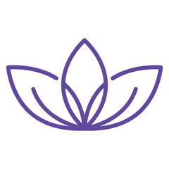 Minimalist lotus flower vector icon in elegant purple line art
