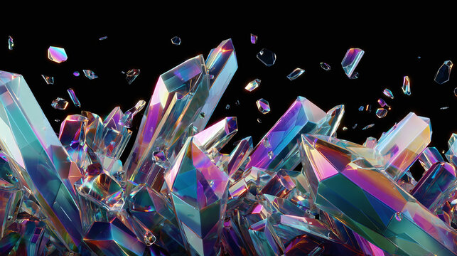 A collection of luminous crystals in an enigmatic scene