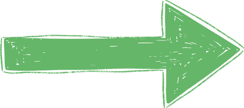 Hand-drawn green arrow pointing right with a textured appearance on a white background, symbolizing growth or a forward path.