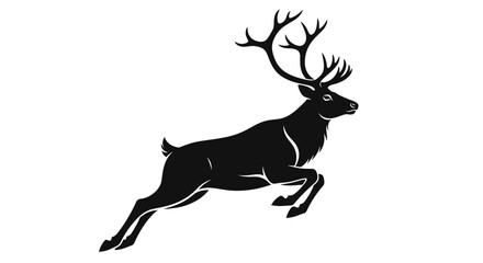 Obraz premium Majestic Stag with Antlers Running Silhouette Vector Illustration