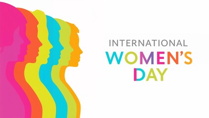 International women s day celebration with colorful silhouette profiles