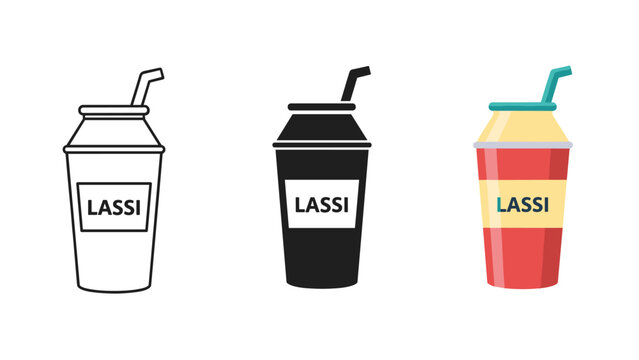 Three different lassi drinks with unique designs Vector