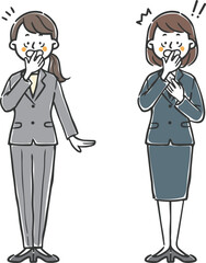 びっくりしている女性会社員　全身　ベクター