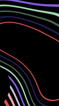 Wavy colorful lines on black background abstract design