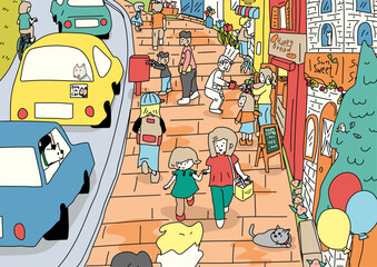 賑わう町のお散歩