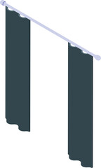 Two grey curtains hanging on a metal rod, creating a simple yet elegant window covering