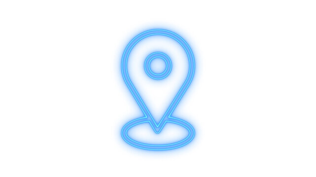Glowing neon map or location pointer icon isolated on transparent background. Destination point. Navigation. Marker Sign. Geo Tag. Pin.