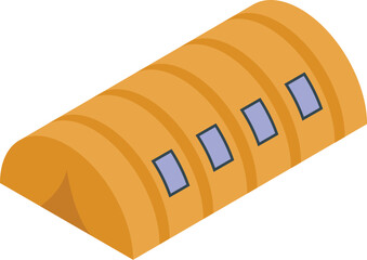 Hangar building providing shelter and storage for aircraft, featuring an isometric design © ylivdesign