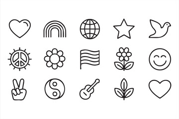 Fototapeta premium Peace and Love Icons for Positive Lifestyle Design