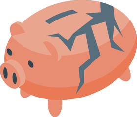 Obraz premium Cracked piggy bank representing economic hardship, savings loss, and financial instability
