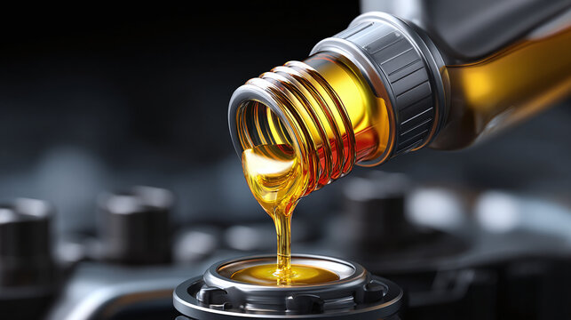 Pouring oil into an engine