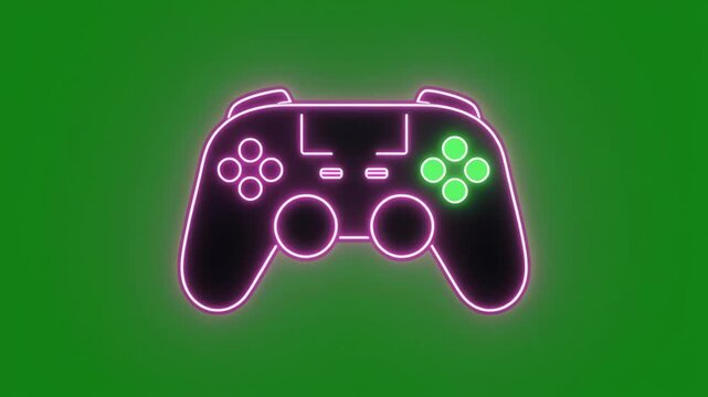 Illuminated Gaming Controllers Displayed in Repeating Pattern on Vibrant Green Chroma Key Background