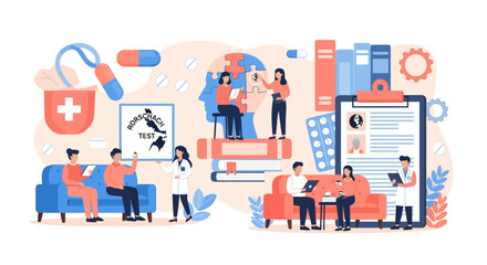 Healthcare Professionals Discussing Medical Records and Prescriptions.