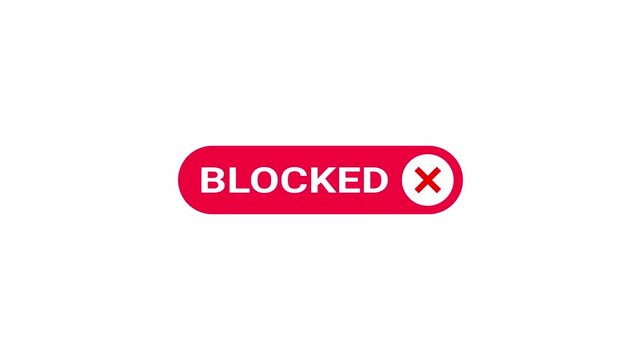 Blocked button icon sign highlight animation, blocked button icon template animated on white background.