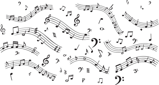 Seamless musical notes pattern background for wallpaper. 